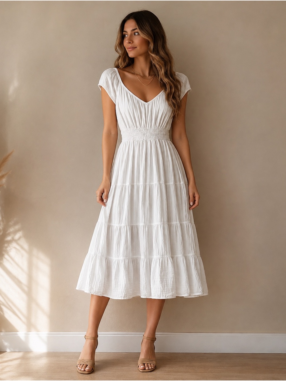 Maisie( Nordstrom) 100% cotton Tiered Gauze White Dress size small